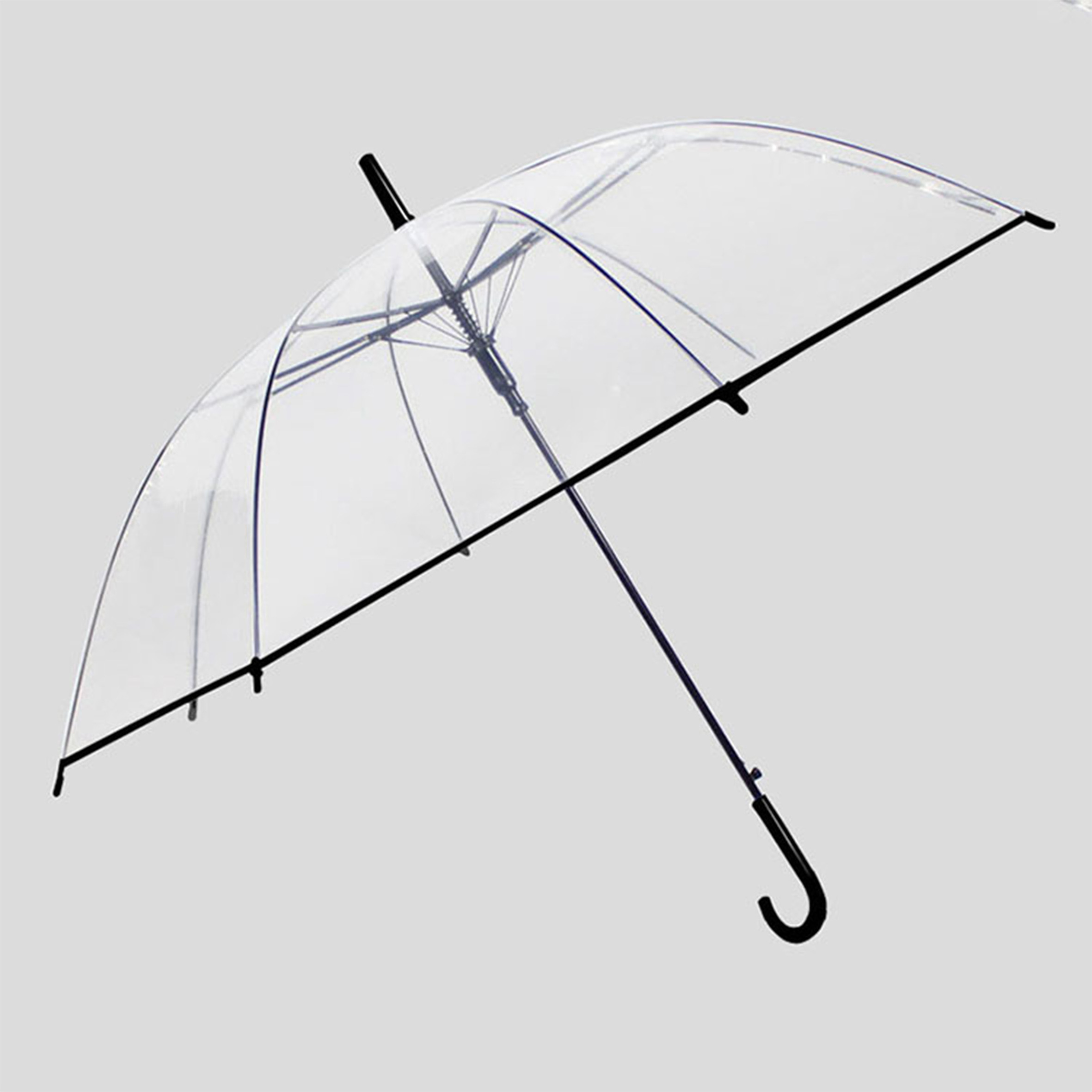 23 Inch Transparent Clear Plastic White Handle POE,Material Automatic Open Straight Umbrellas/