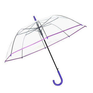 23 Inch Transparent Clear Plastic White Handle POE,Material Automatic Open Straight Umbrellas/