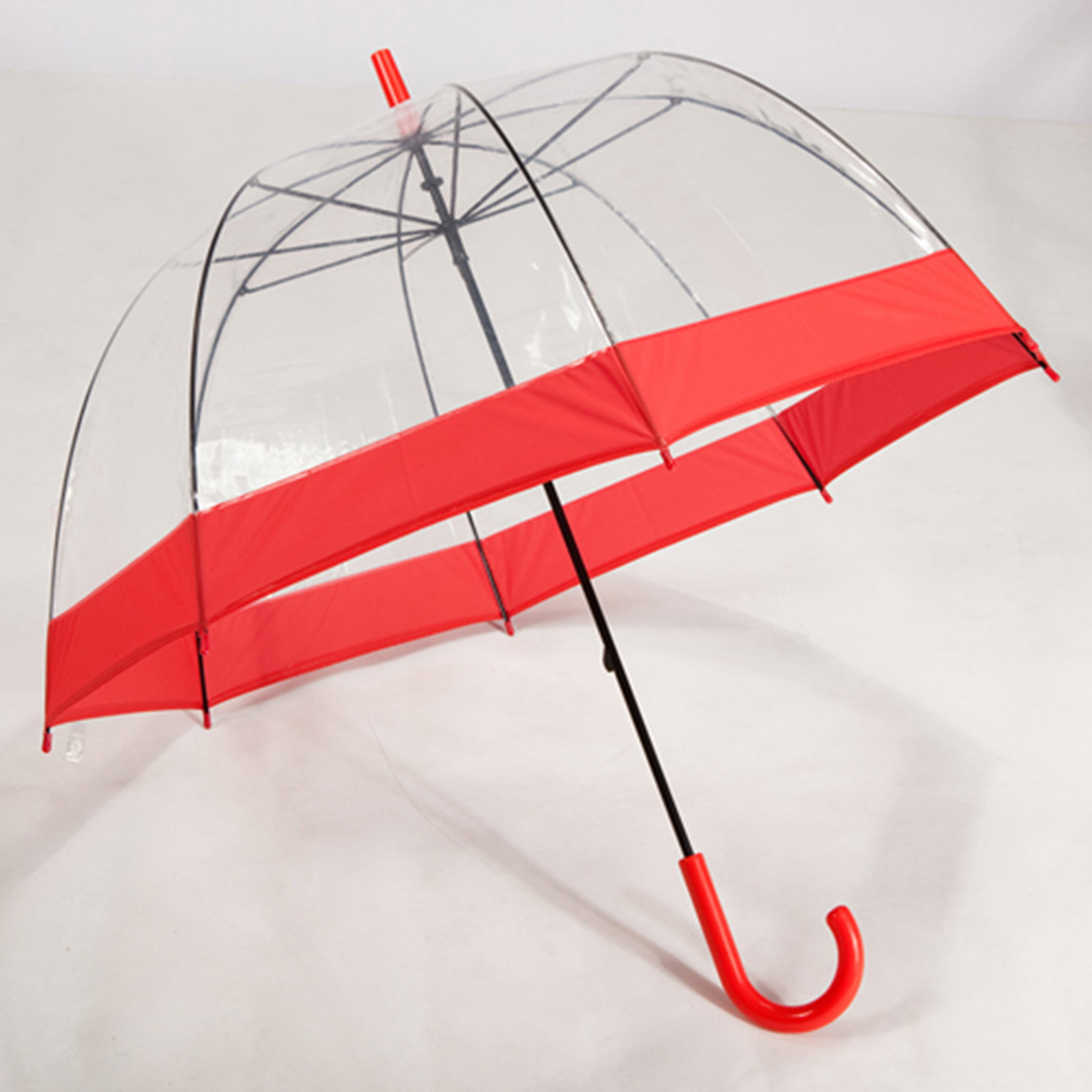 23 Inch Transparent Clear Plastic White Handle POE,Material Automatic Open Straight Umbrellas/