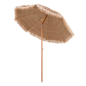 75ft Hula Thatched Tiki Parasol Hawaiian 50,Straw Grass Outdoor Beach Patio Garden Umbrellas With Tilt Carry Bag Natural Color/