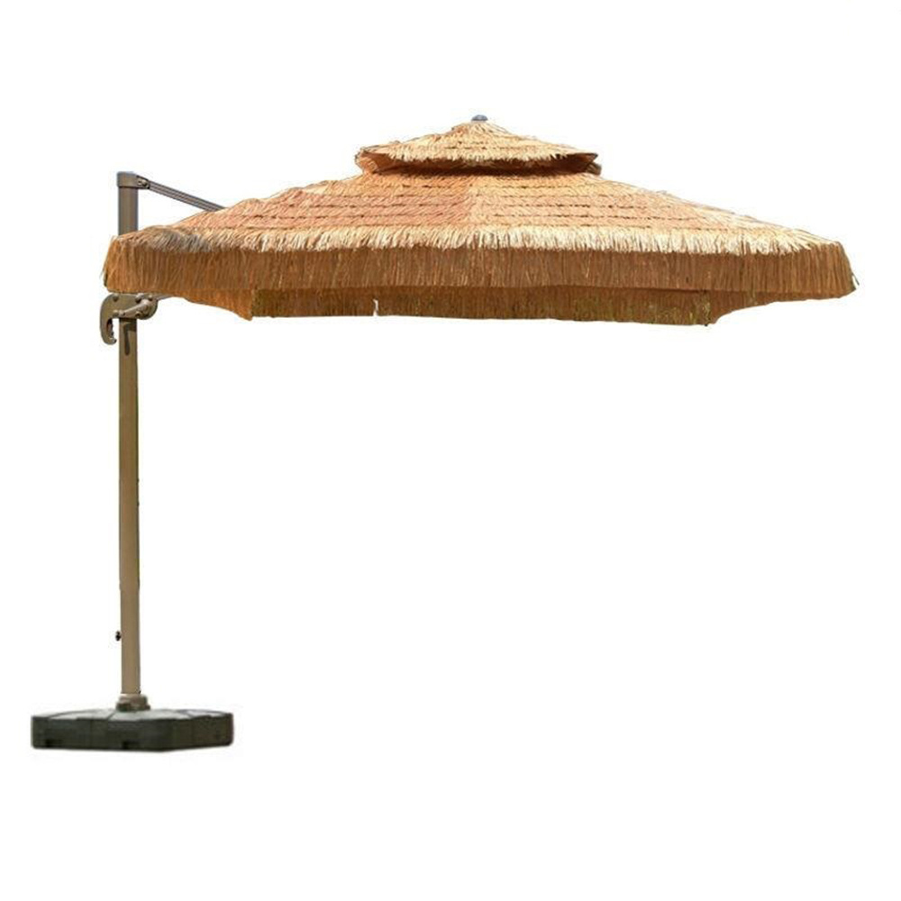 Outdoor Wooden Pole Sand Anchor Garden Patio,Sun Parasol Hand Tied Cotton Woven Macrame Fringe Beach Umbrellas/