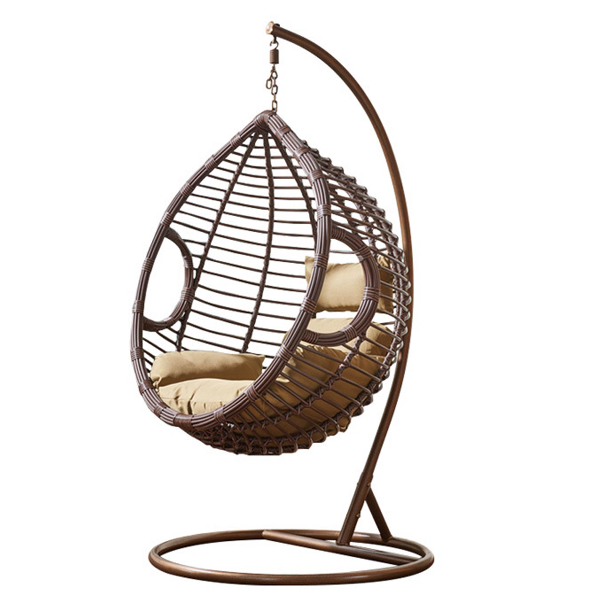 Wicker Egg Rattan Hanging Circle Swing Chair Hanging Baskey,Footrest Swinging Garden Outdoor Chair Metal/