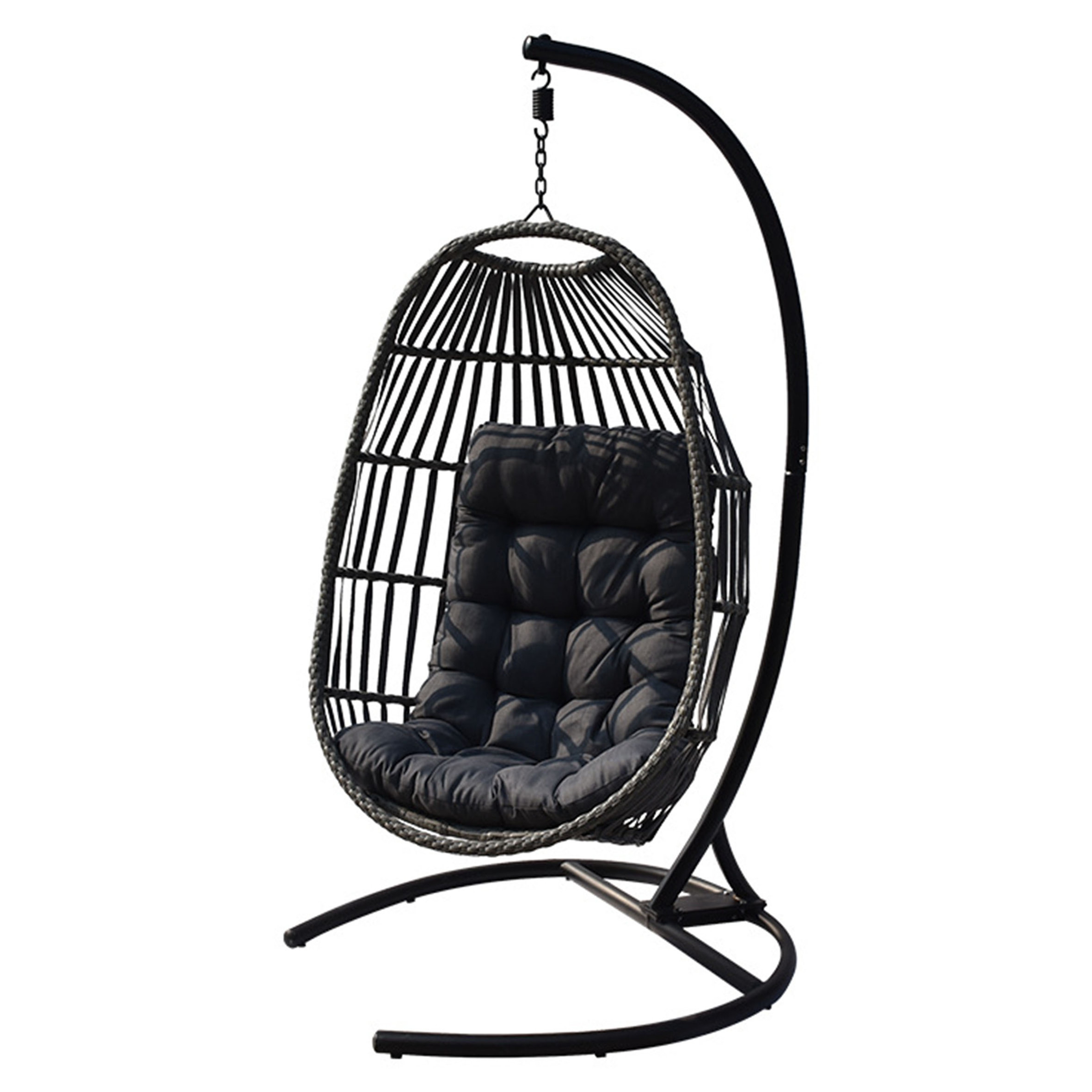 Wholesale Basket Steel Wicker Rattan Swing Seat Furniture Outdoor Patio Swing Chairs,Hanging Garden Swing Egg Chairs With Stand/