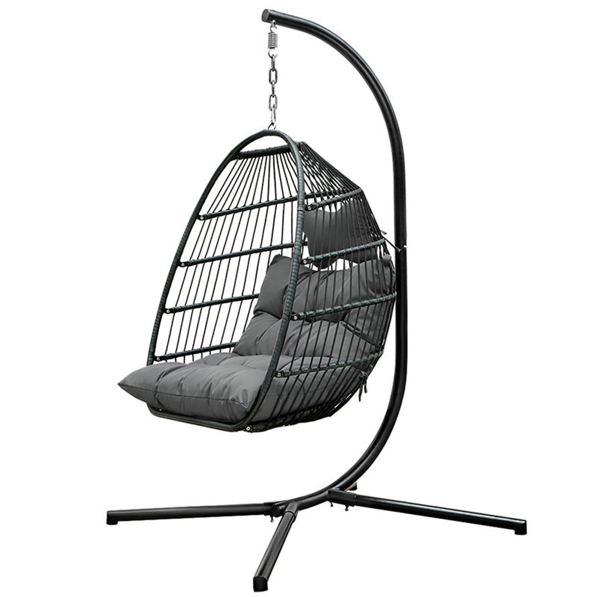 Wholesale Basket Steel Wicker Rattan Swing Seat Furniture Outdoor Patio Swing Chairs,Hanging Garden Swing Egg Chairs With Stand/