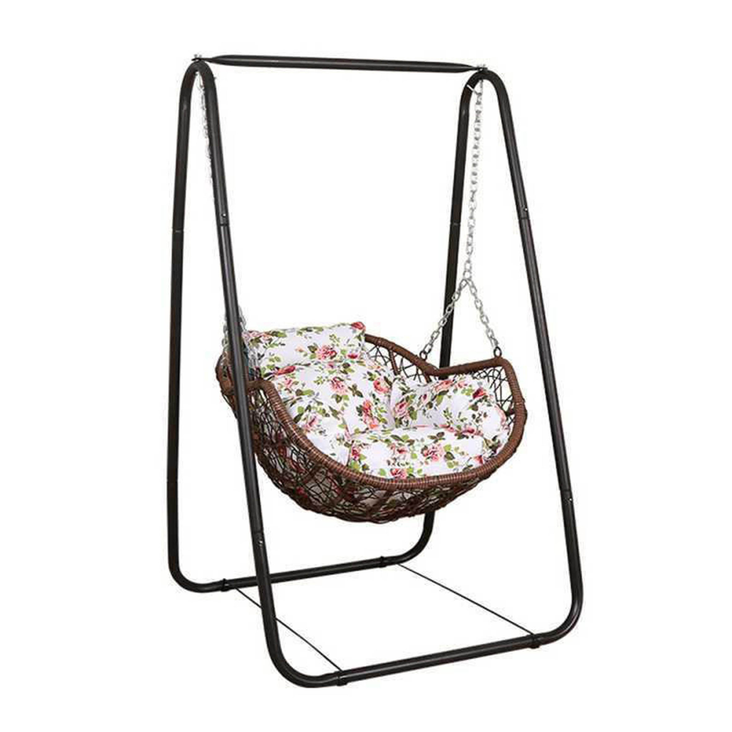 Modern Outdoor Garden Swing Egg Chair with Stand Indoor,Home Basket Hanging Moon Chairs White Hand Knitting Tassels/