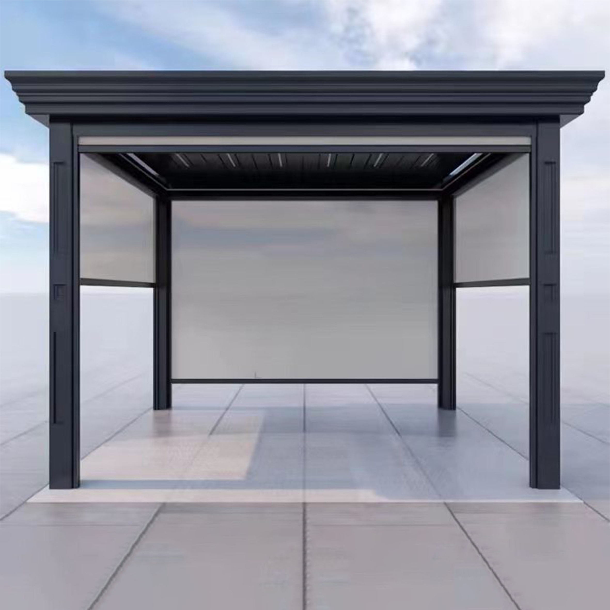 Customize 4 Poles Aluminum outdoor gazebos,with LED system remote control pergola with Louvre/