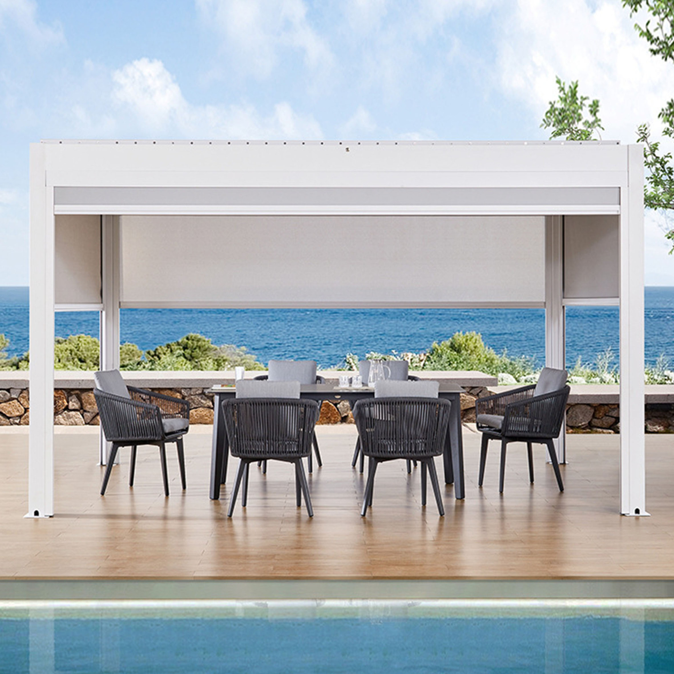 Gazebo Canopy Shades Full Retractable Aluminum Outdoor,Waterproof Pergola Retractable A Pergola Opens And Disappears/