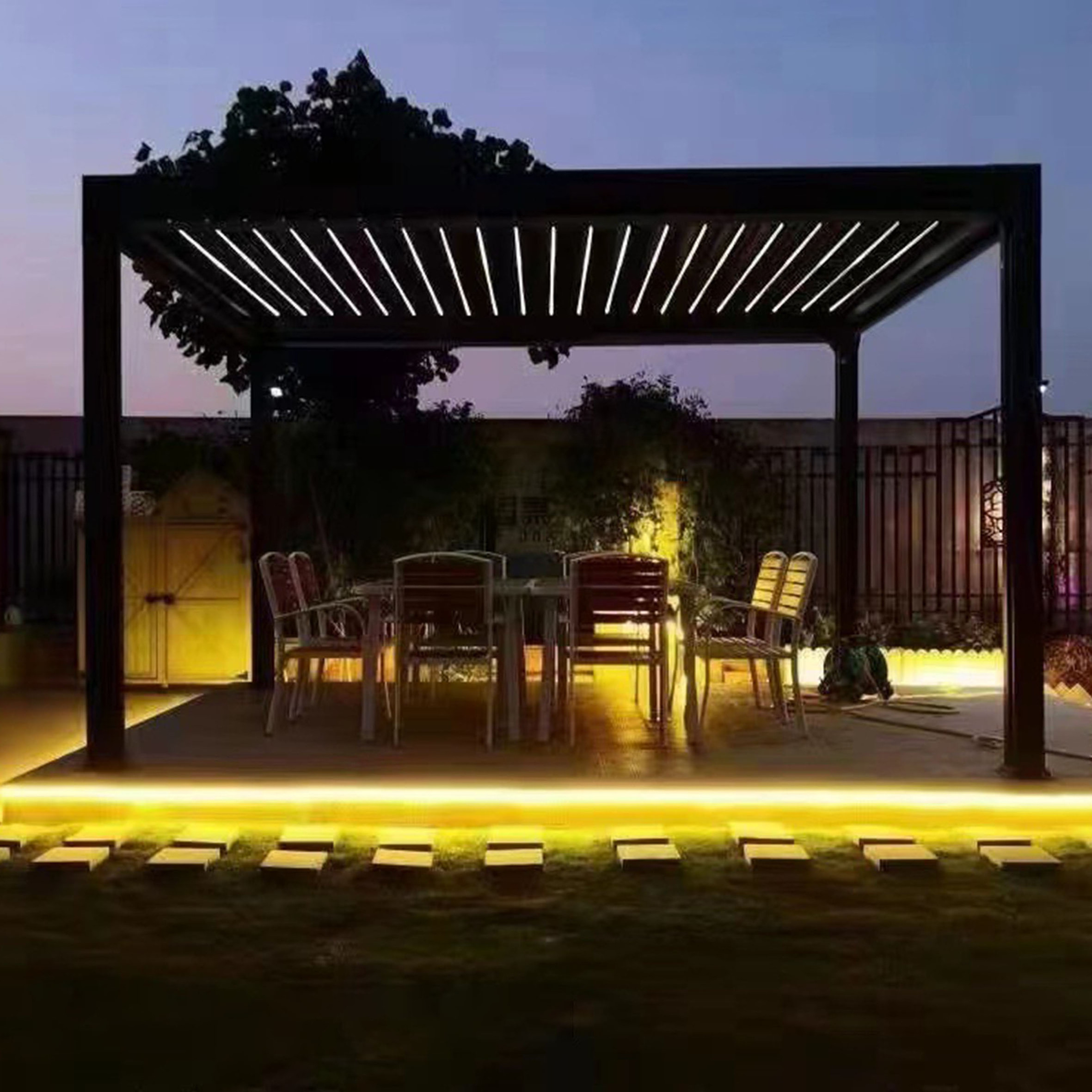 Gazebo Canopy Shades Full Retractable Aluminum Outdoor,Waterproof Pergola Retractable A Pergola Opens And Disappears/