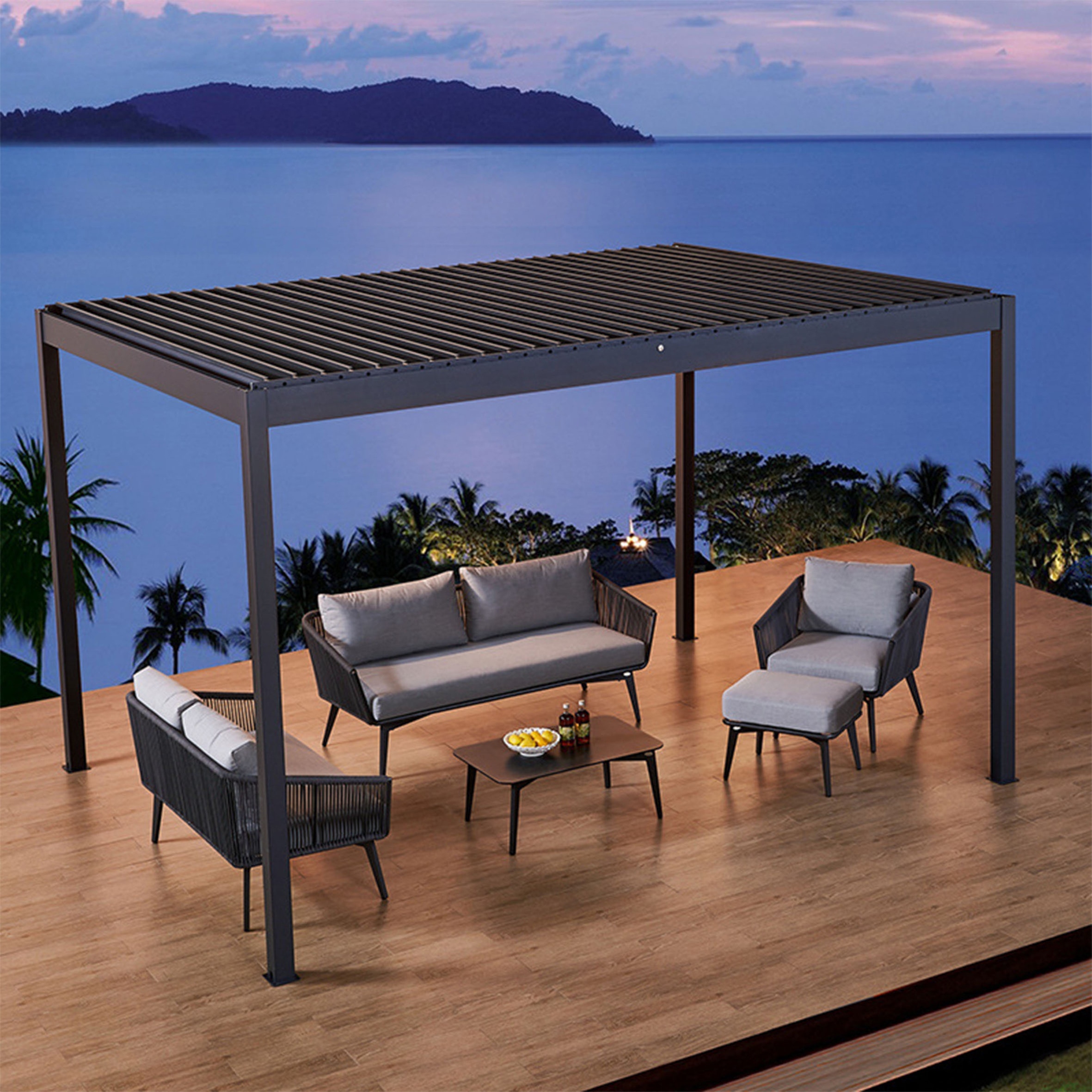 Pergolas and Gazebos Outdoor Pavilion,Garden Buildings Retractable Waterproof Manual Louvered Pergola Aluminium/