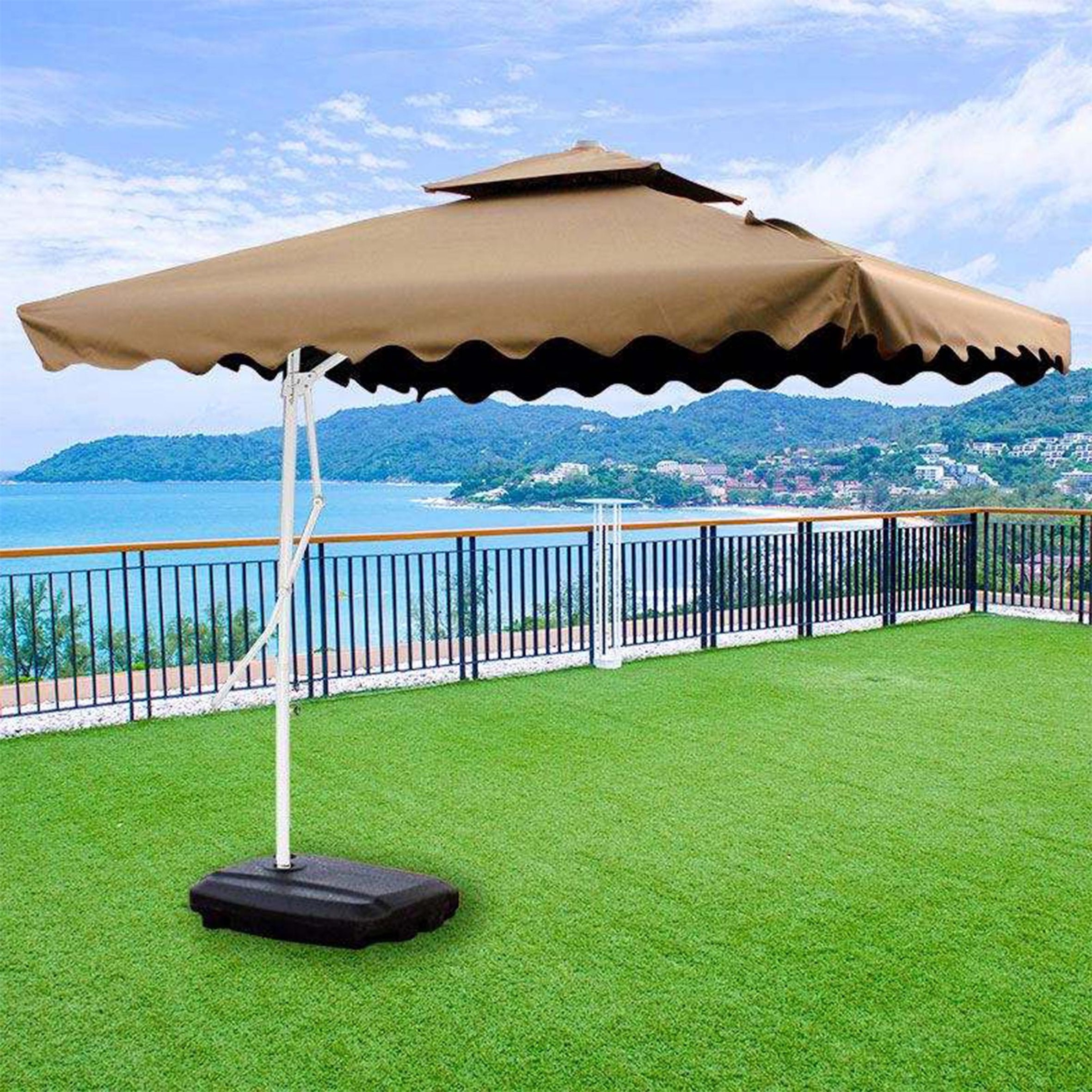 Big Double Sided Outdoor Umbrella Market Hanging Patio Umbrella Extra Large Parasol With Crank 12 Ribs Umbrella