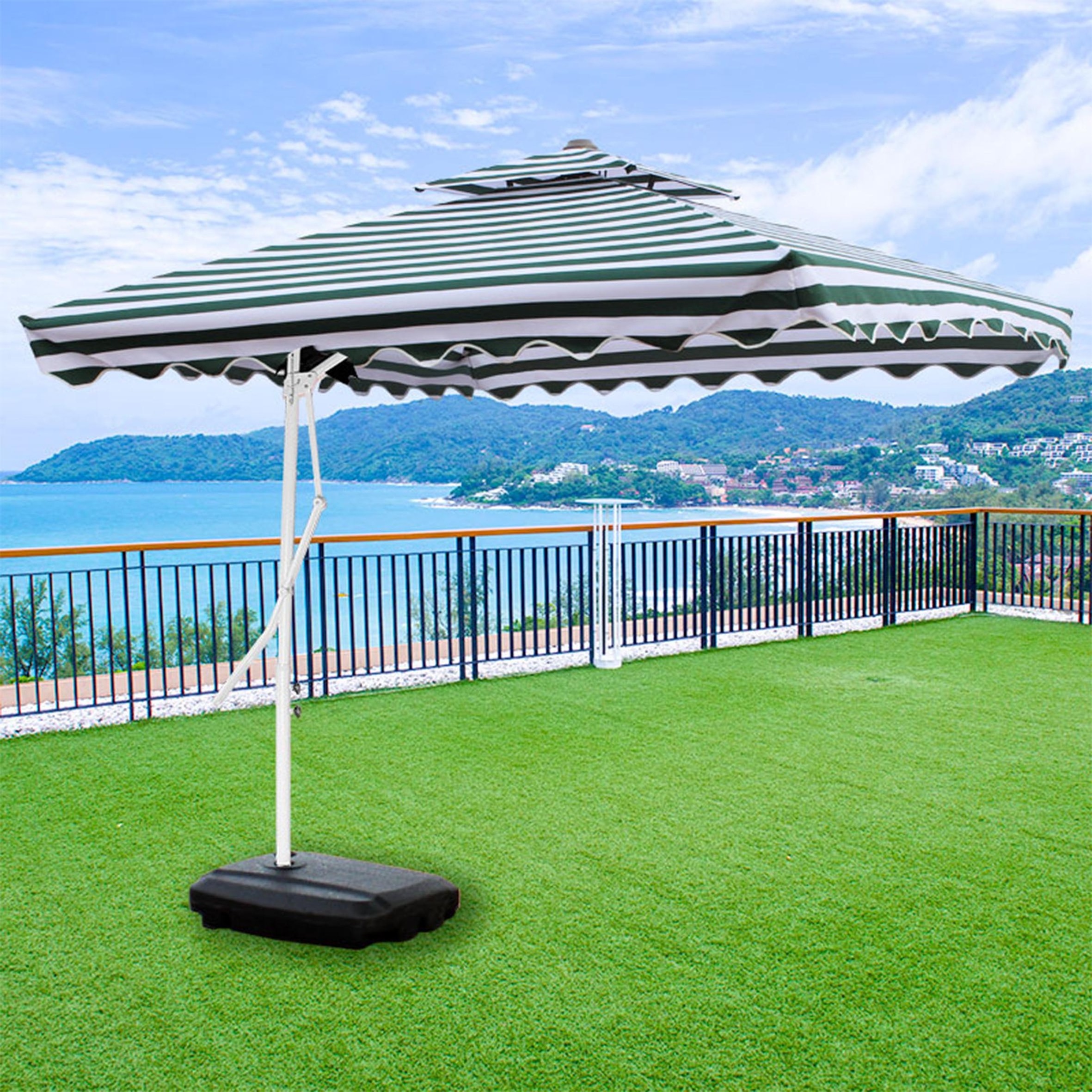 Big Double Sided Outdoor Umbrella Market Hanging Patio Umbrella Extra Large Parasol With Crank 12 Ribs Umbrella