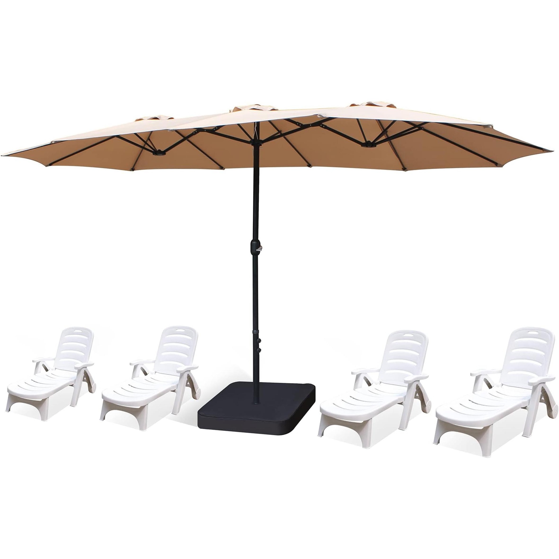 Big Double Sided Outdoor Umbrella Market Hanging Patio Umbrella Extra Large Parasol With Crank 12 Ribs Umbrella