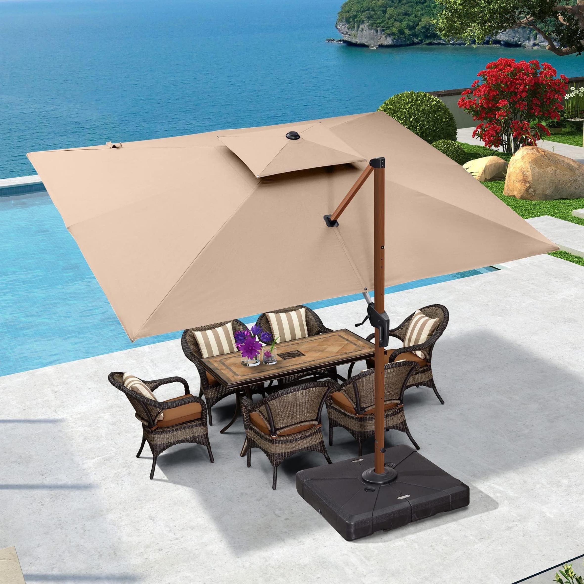 Outdoor luxury aluminum alloy frame banana umbrella swimming pool garden villa umbrella