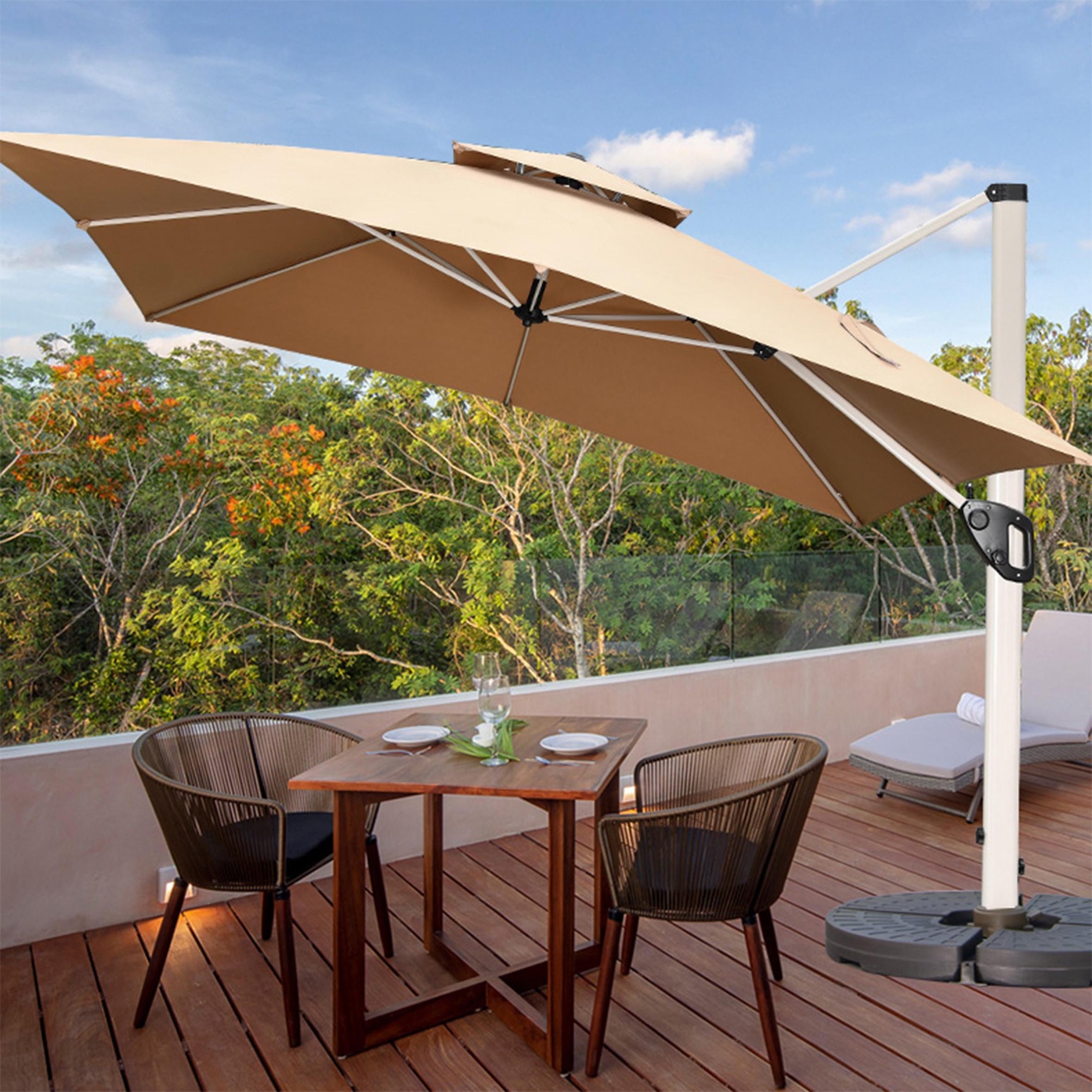 9 Ft Table Umbrella 27M Outdoor Patio Lounge Parasol Market Umbrella With Hand Crank And Tilt Waterproof UV Protection