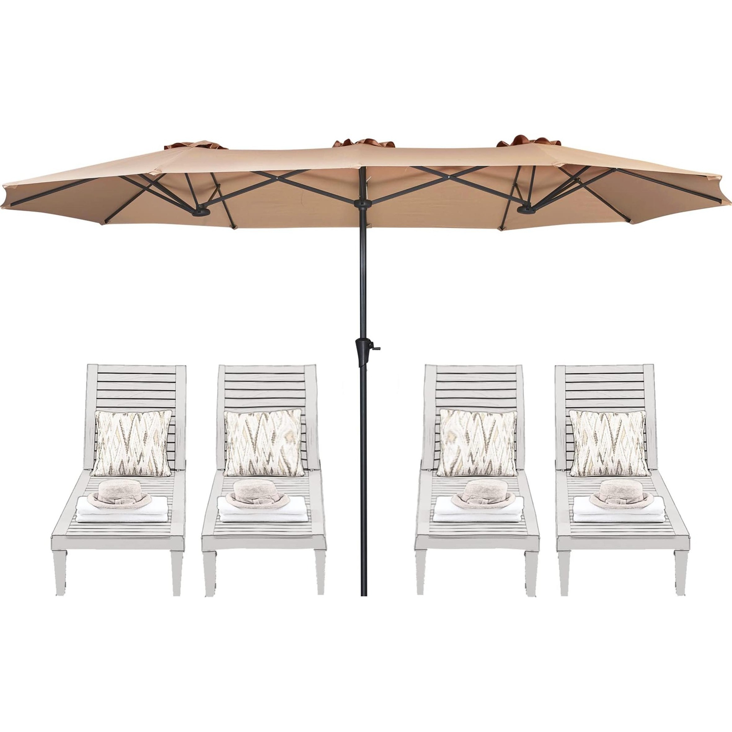 Garden Commercial Patio Double-Sided Market Umbrella oversize with Crank parasol Sun Umbrella