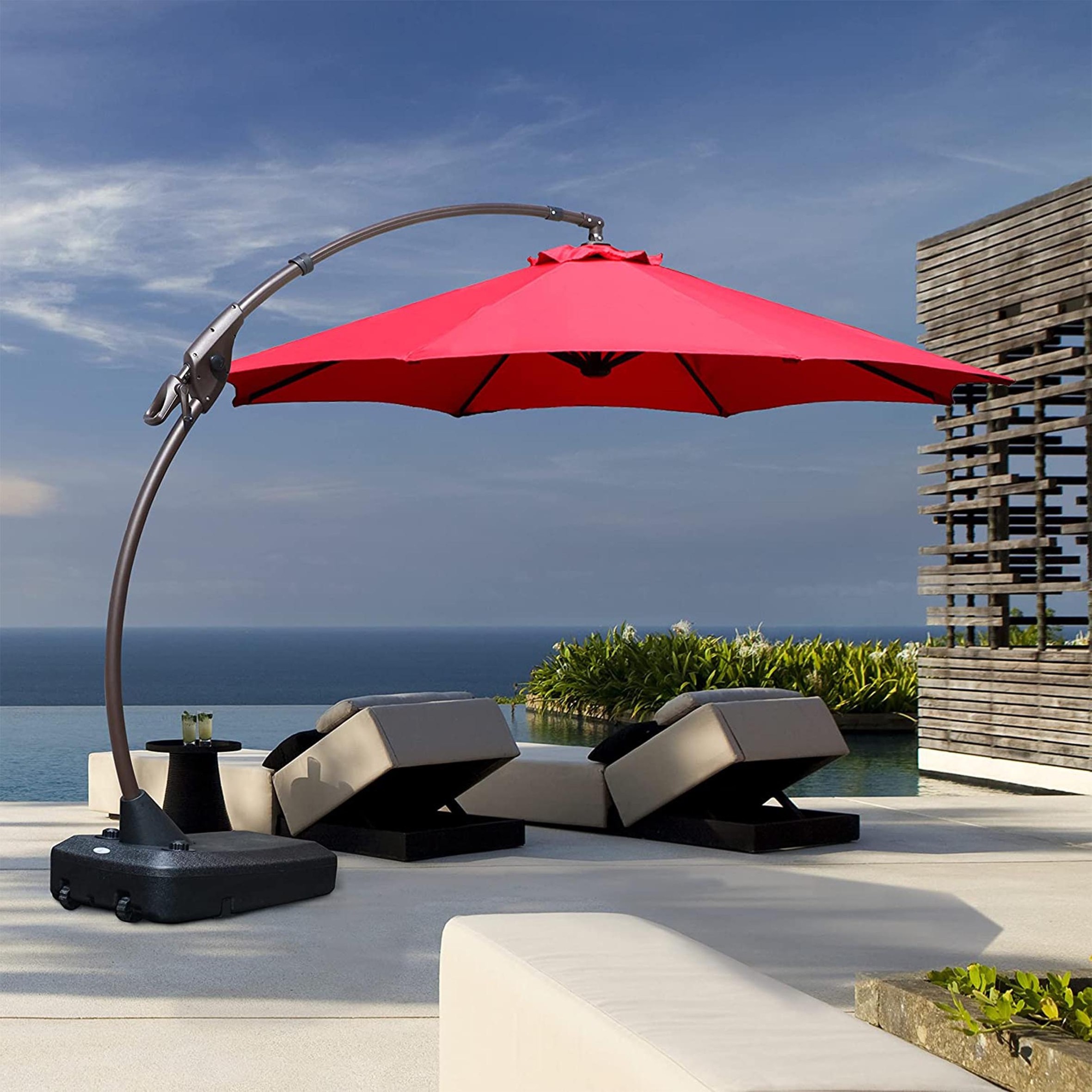 2024 New Hot Sale Sun Garden Umbrella Waterproof Hanging Cantilever Parasol Curvy Aluminum Outdoor Umbrella