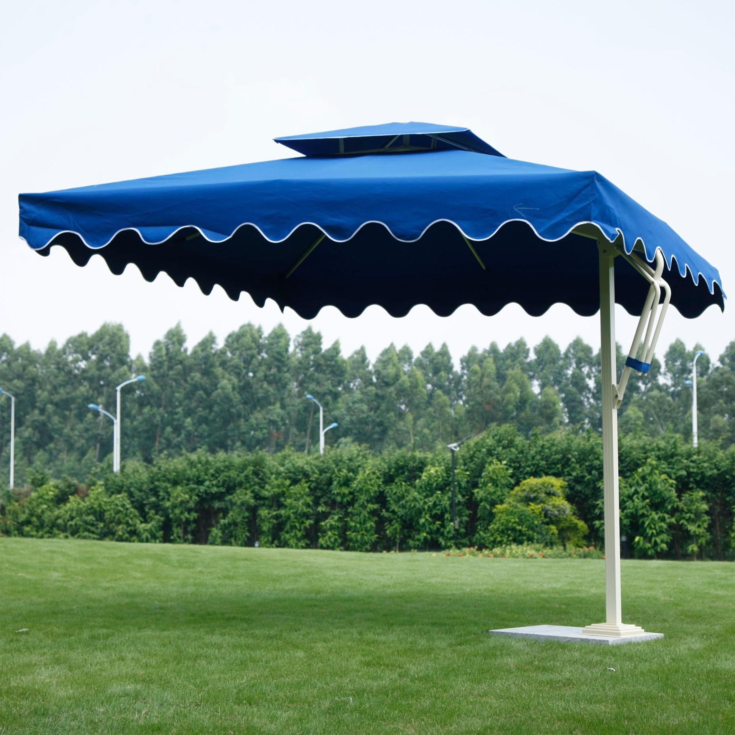 3M Outdoor Patio Umbrella Heavy Duty Rome Round Umbrella Waterproof Parasol For Beach Restaurant Garden