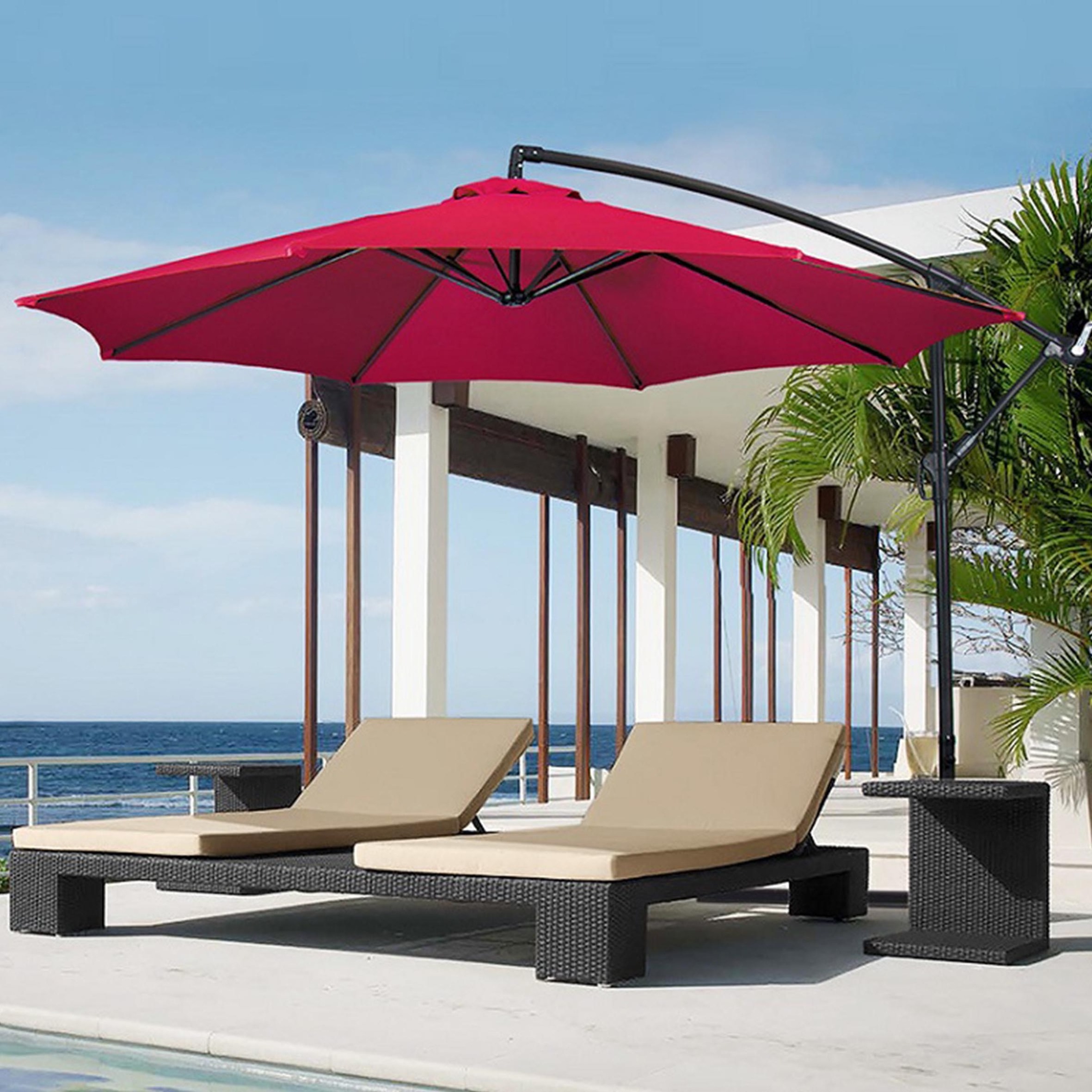 New Model Logo Garden Restaurant Bar Table 8K Hand Cranked Straight Sunshade Big Outdoor Parasol Patio Umbrellas