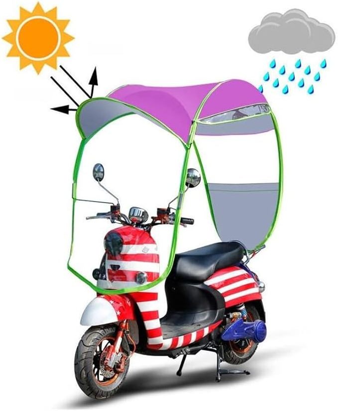 Umbrella For Scooter Enclosed Bracket Rain Cover Electric Motorcycle Umbrella Canopy