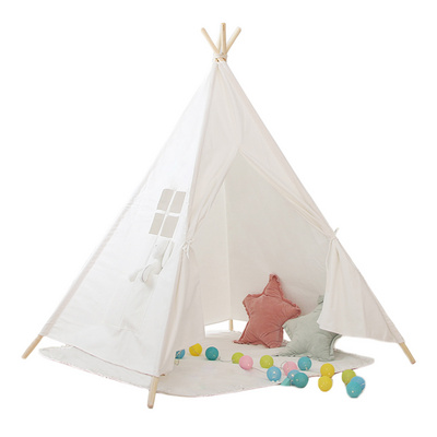 Fabric Foldable Tents with Cartoon Curtain Kids,Play Tents Children Indoor Yurt Indian Teepee Playhouse for Baby/