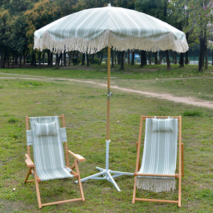 Hot Selling Custom THE MINI SLING CHAIRE VINTAGE YELLOW STRIPE Single Outdoor Adjustable Wooden  Beach Chair Series/