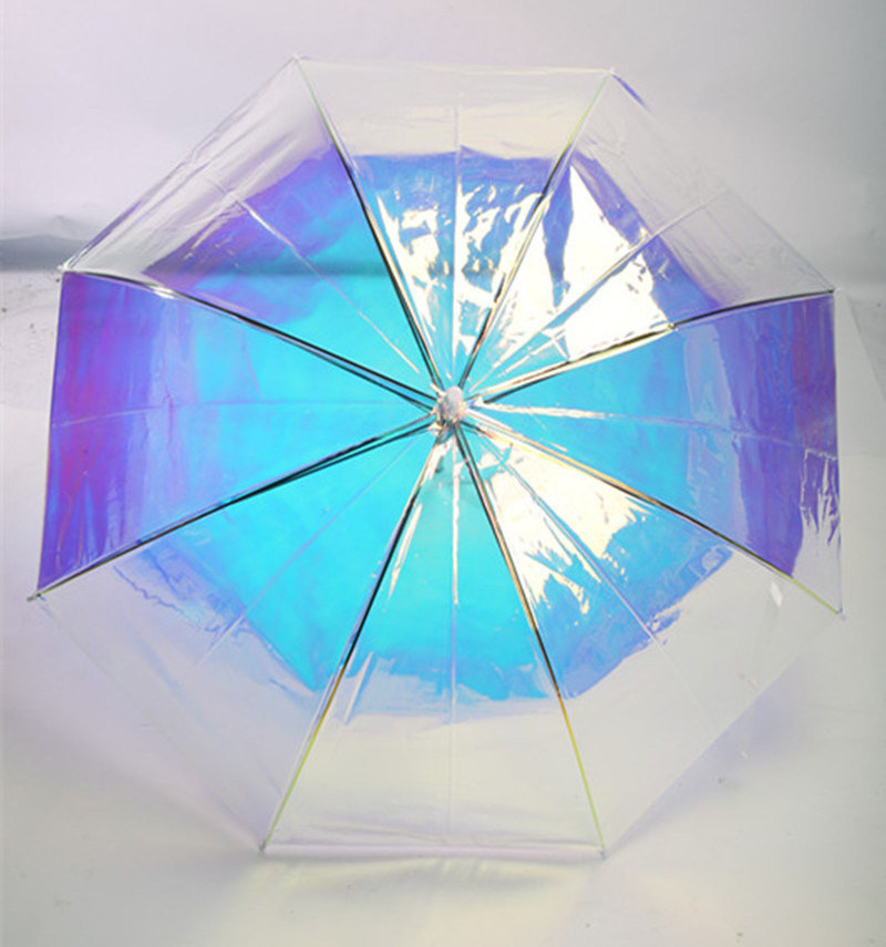 Creative Reflective Sun Parasol Shine Change Color Iridescent Beauty Colorful Gradient Laser Transparent Umbrella Clear