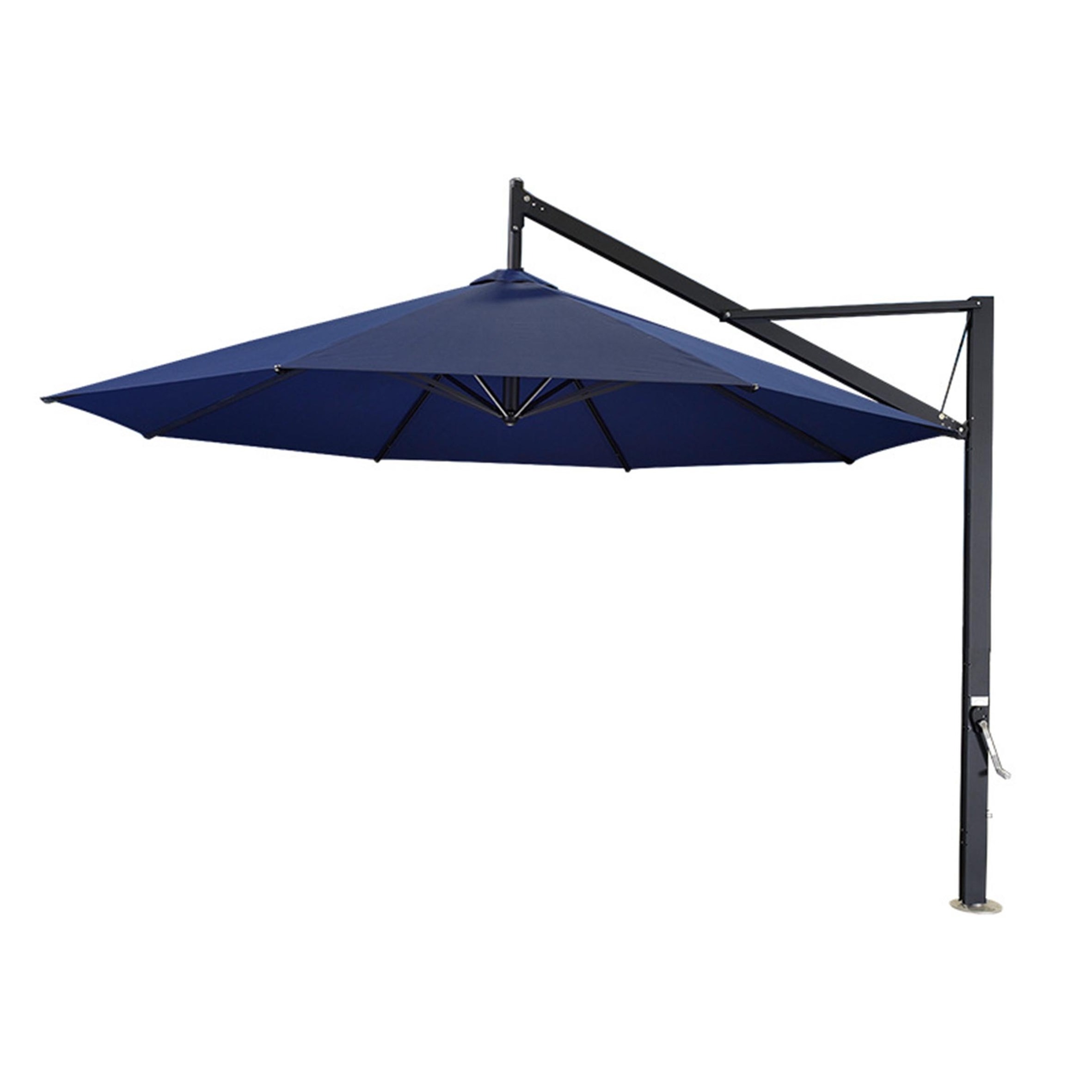 10ft Solar Panel Powered Aluminum Polyester LED Lighted Patio Table Market Umbrella with Tilt and Crank