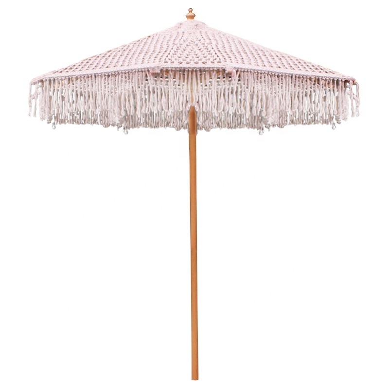 Outdoor Garden Sun Umbrella Parasol Decorated Large Patio Umbrellas Can Be Customized Tassels Fringe Outdoor Deluxe Edition 2.4m