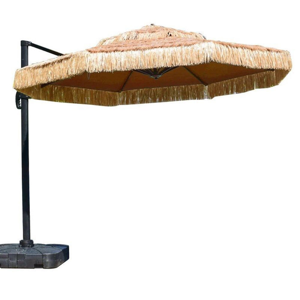 9 FT Solar Powered Roof Thatched Patio,Umbrellas Sunshade HAWAII Waterproof Straw Umbrellas/