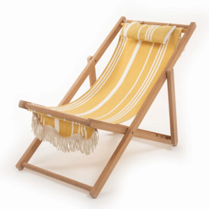 China Chair Supplier Folding Portable Canvas With Fringe Customized Printing OEM Wooden Beach Sling Chair