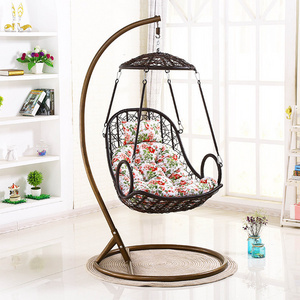 KD double seat hanging chair patio PE rattan loveseat,hanging basket PE wicker swing chair outdoor garden set/