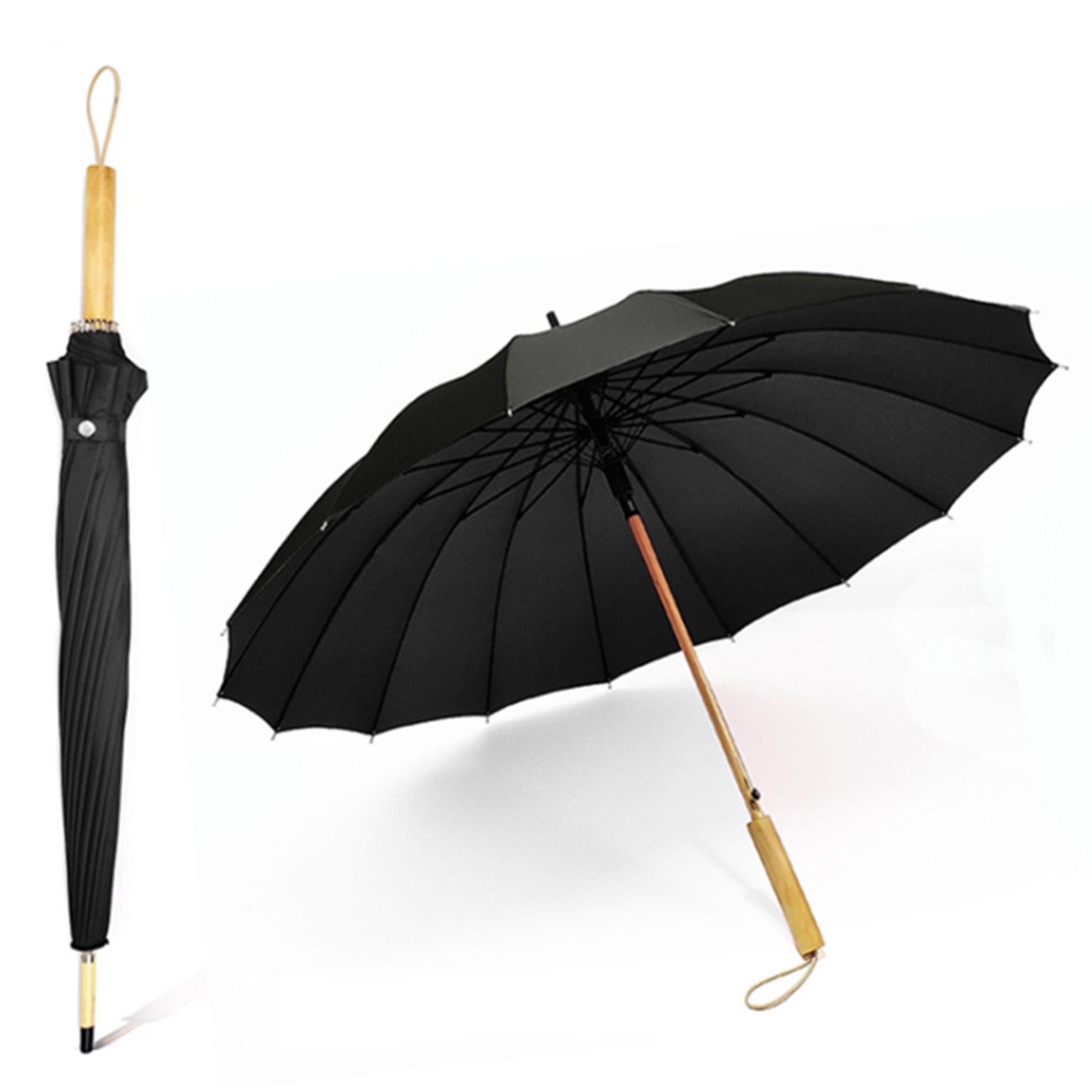 Simple Three Colors Big Golf Umbrellas Auto,open Close Long Umbrellas with Plastic Straight Handle/ Polyester Customized 7 Days