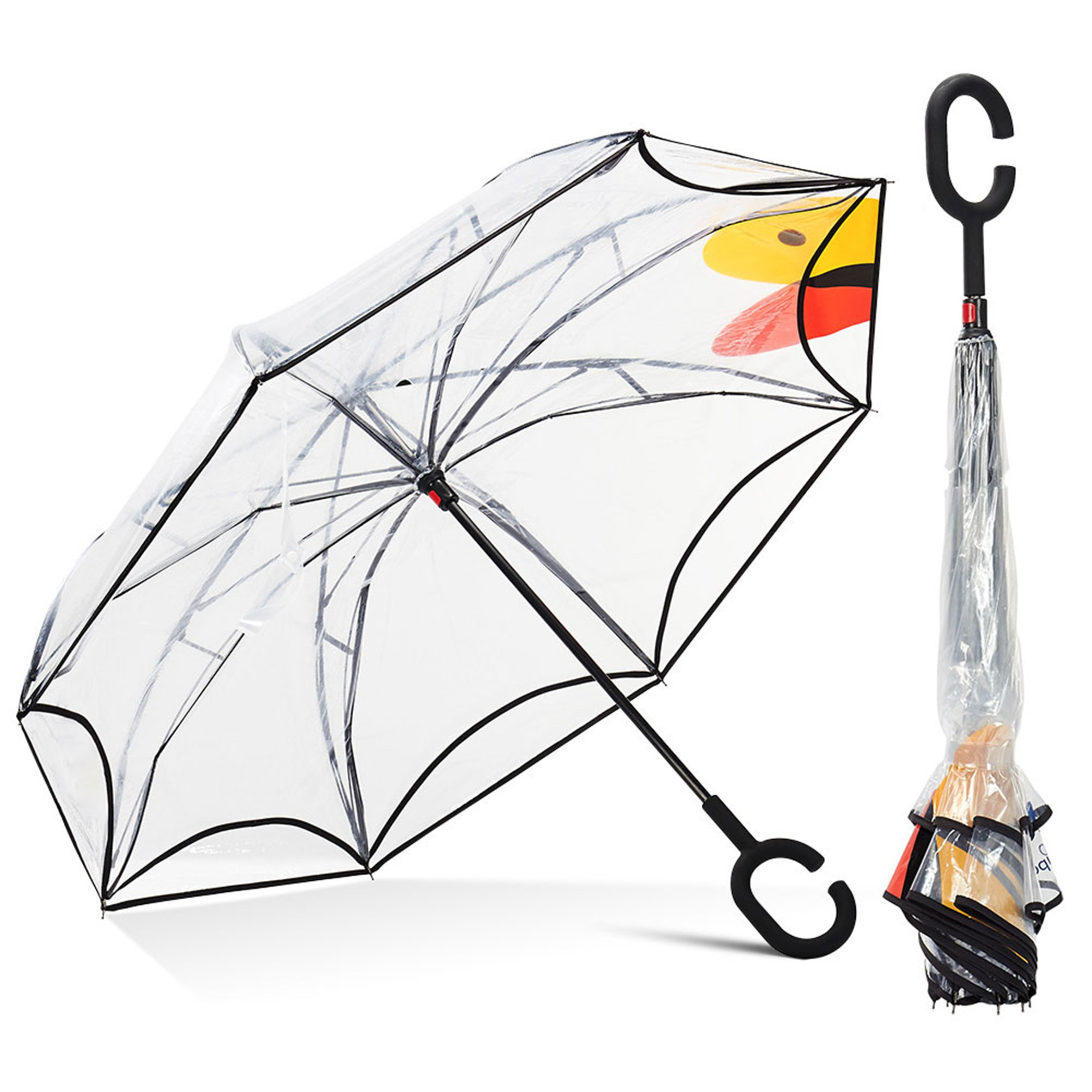 automatic transparent Umbrellas straight straight dome flamingo POE,transparent Umbrellas windproof rainproof for lady/