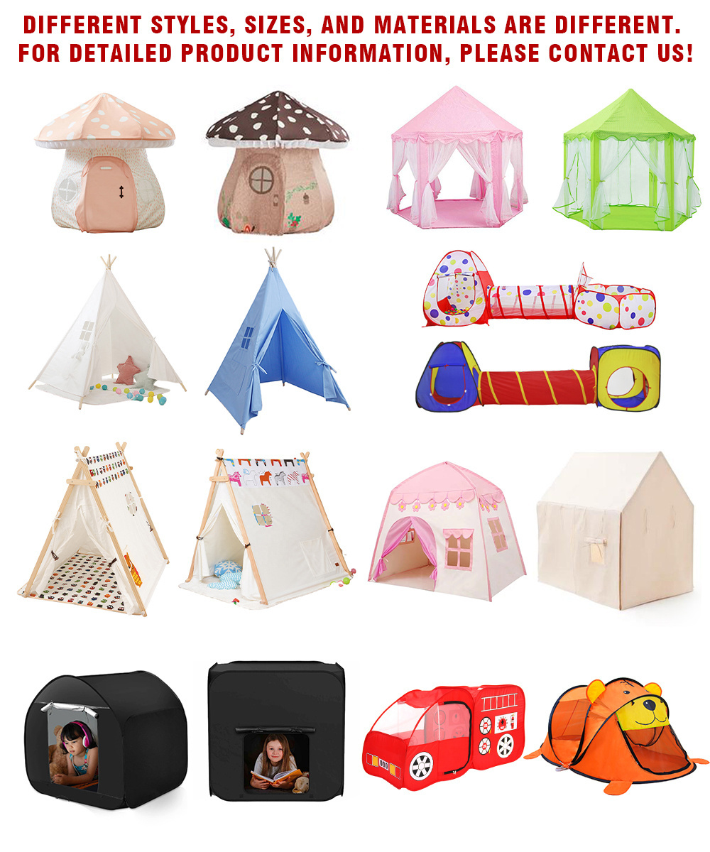 Fabric Foldable Tents with Cartoon Curtain Kids,Play Tents Children Indoor Yurt Indian Teepee Playhouse for Baby/