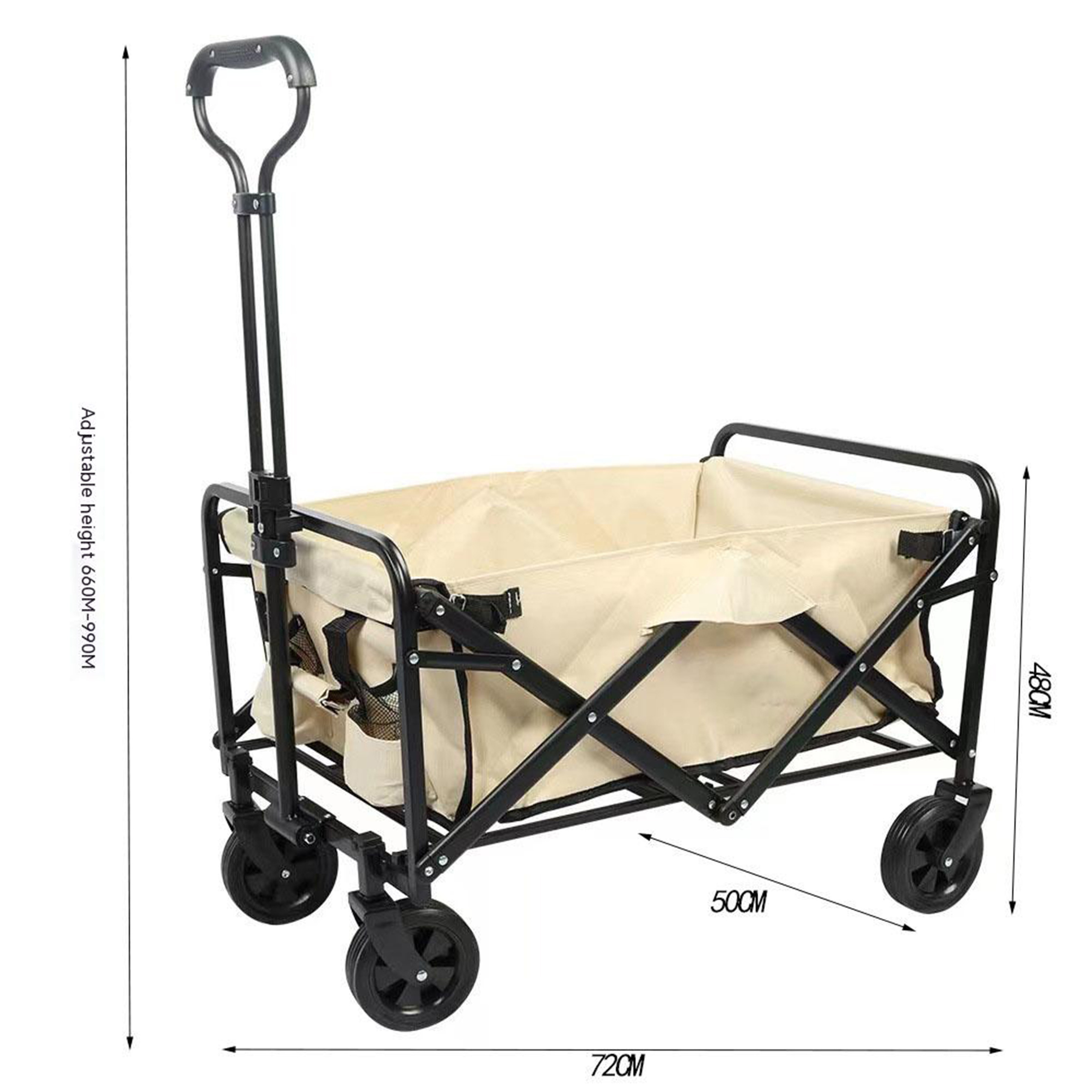 Outdoor Hot Sale Heavy Duty Collapsible Folding Outdoor Utility Wagon With Two Mesh Cup Holders Pockets