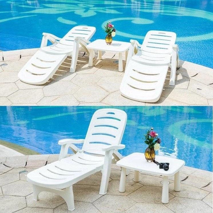 Folding Plastic Beach Chair and Swimming Pool Sunbed Lounger Chairs Outdoor Furniture Fashionable Life Wholesale Custom Outdoor