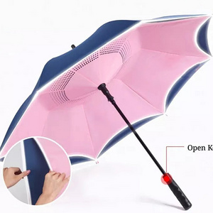 Simple Three Colors Big Golf Umbrellas Auto,open Close Long Umbrellas with Plastic Straight Handle/ Polyester Customized 7 Days