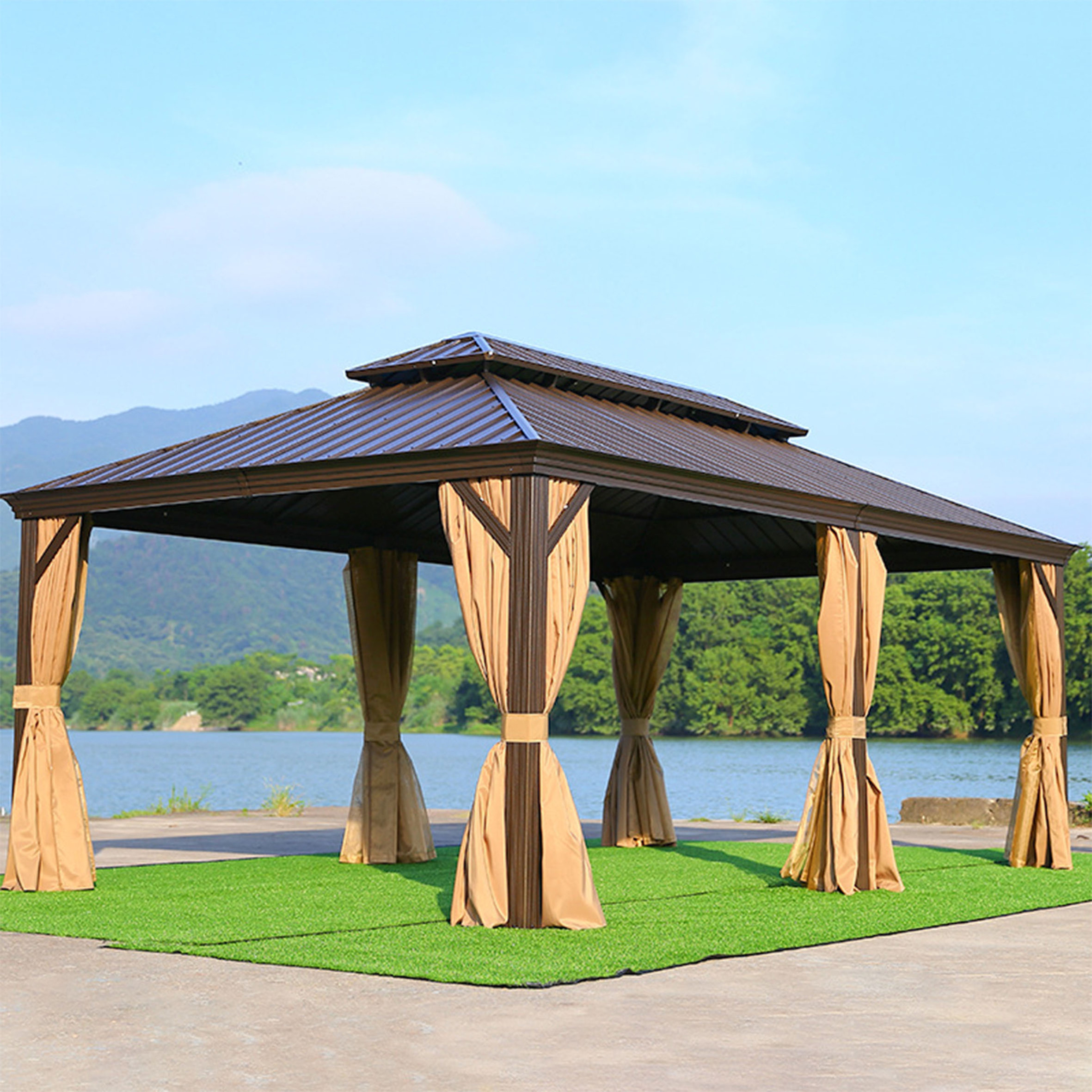 Outdoor Gazebo Motorized Aluminum Free,standing Pergola Louvre Roof Gazebo Outdoor Customized Design/