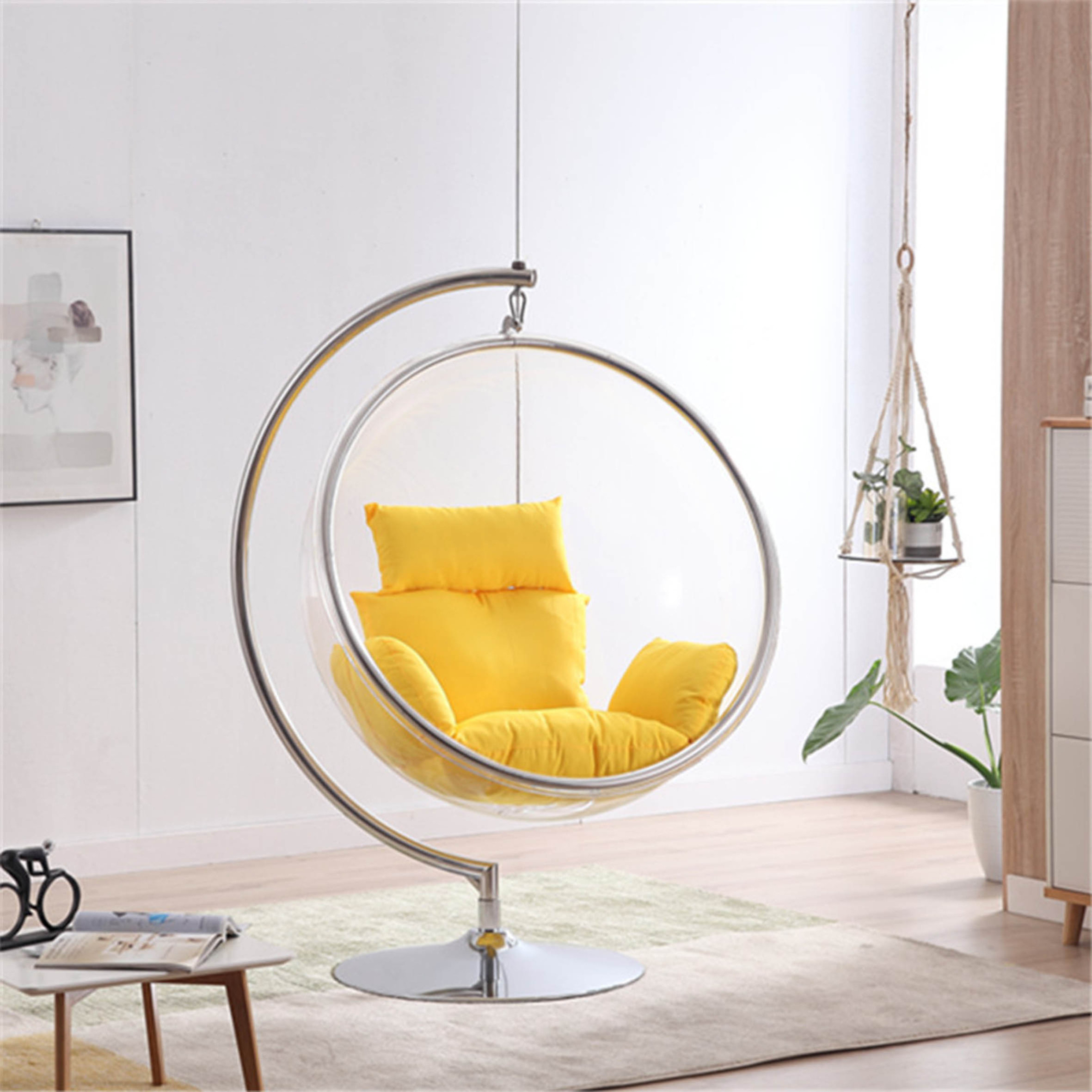 Outdoor acrylic modern hanging swing chair bamboo patio rattan,wicker egg shaped swing transparent chair/