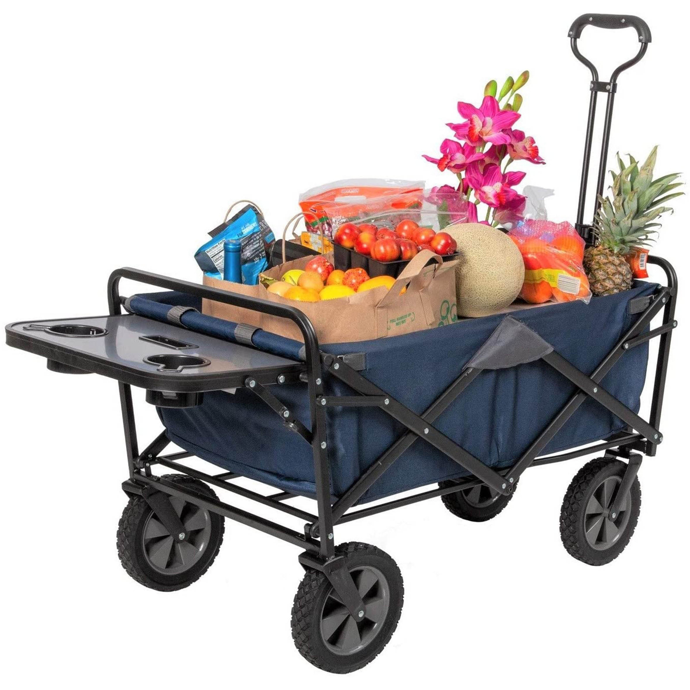 Outdoor Hot Sale Heavy Duty Collapsible Folding Outdoor Utility Wagon With Two Mesh Cup Holders Pockets