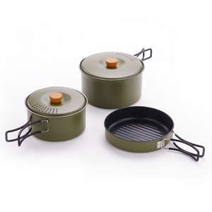 Outdoor Camp Cookwar Enamel Kitchen Tools With Stove Cooking Pots,Large Utensils Cast Iron Outside Camping Set Cookware/