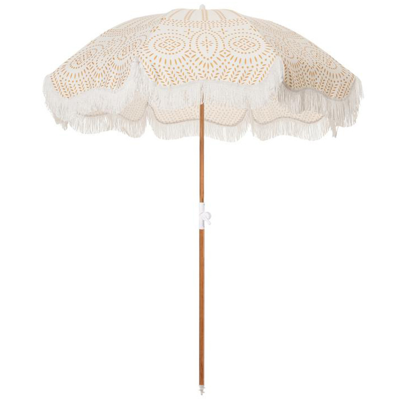 Australia New Zealand Luxury Vintage Boho Wooden Pole Canvas Fringed Sun Outdoor Parasols Beach Umbrellas With Tassels//