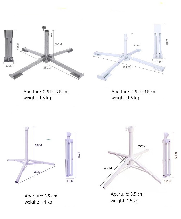 Outdoor Beach Umbrella Base Black and White Portable Adjustable Cross Umbrella Base 28-36cm Aperture Windproof Solid Tank Base