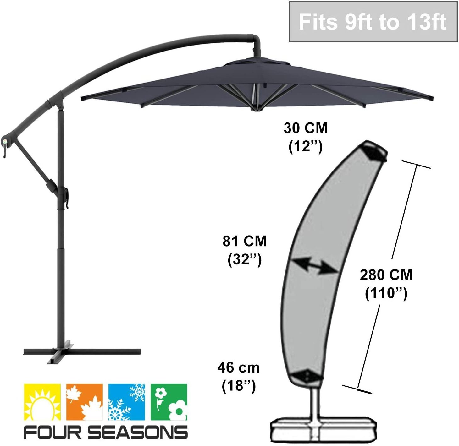 custom size 420D UV Resistant waterproof patio offset umbrella cover