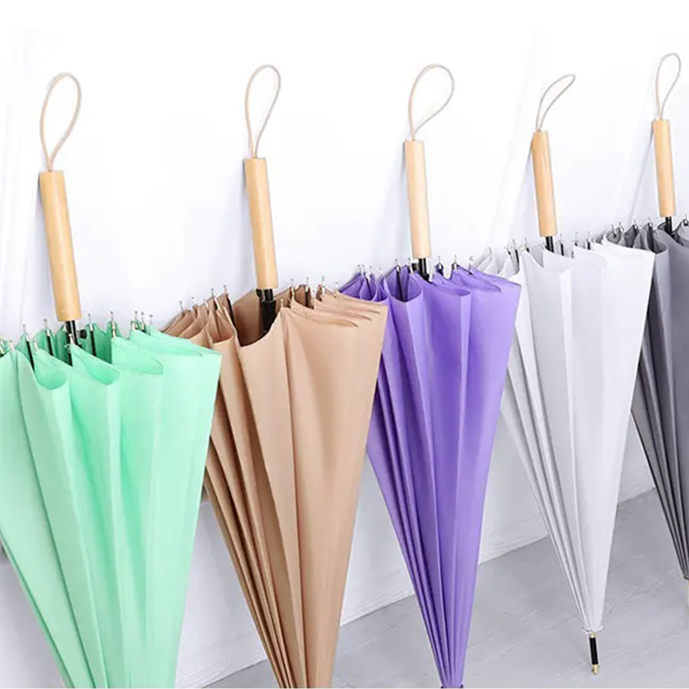 Automatic Opening Curved Wooden Handle,Automatic Opening 16 Ribs Enlarge Couple Straight Umbrellas/