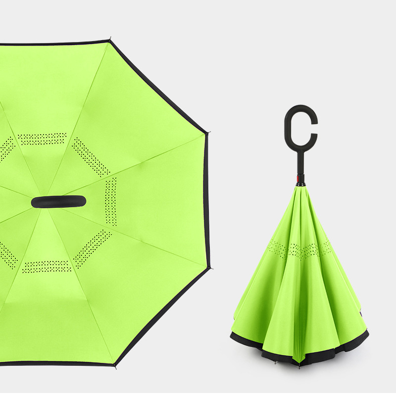 Self Stand Upside Straight Umbrellas Double Layer Inverted,Car Parasol Uv Protection C Shaped Handle Reverse Umbrellas/