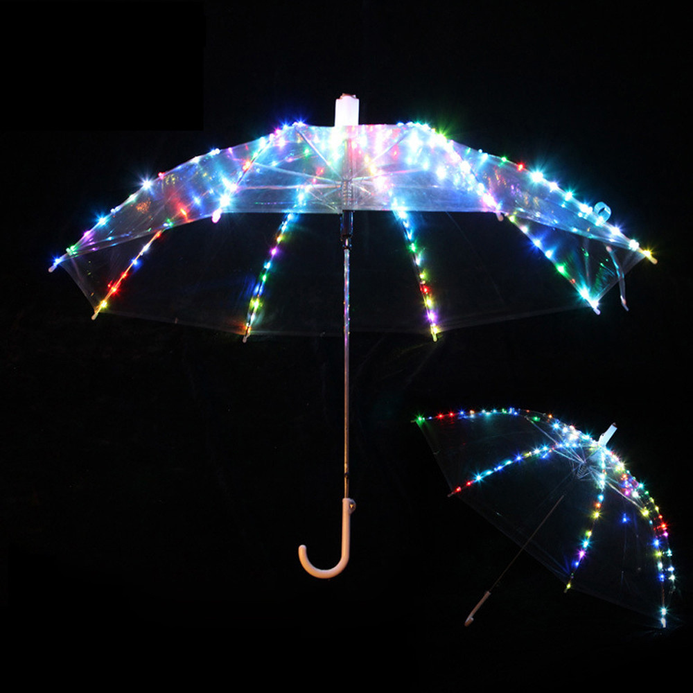 Led long handle transparent,Umbrellas female POE childrens lighting dance Umbrellas/