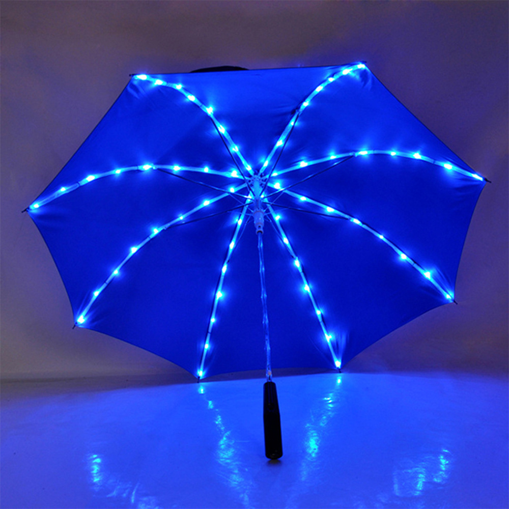 LED Safety Warning Lights Outdoor Umbrellas 7 Colors,flashing Long Handle Night Umbrellas Flashlight Umbrellas/ Camping Plastic