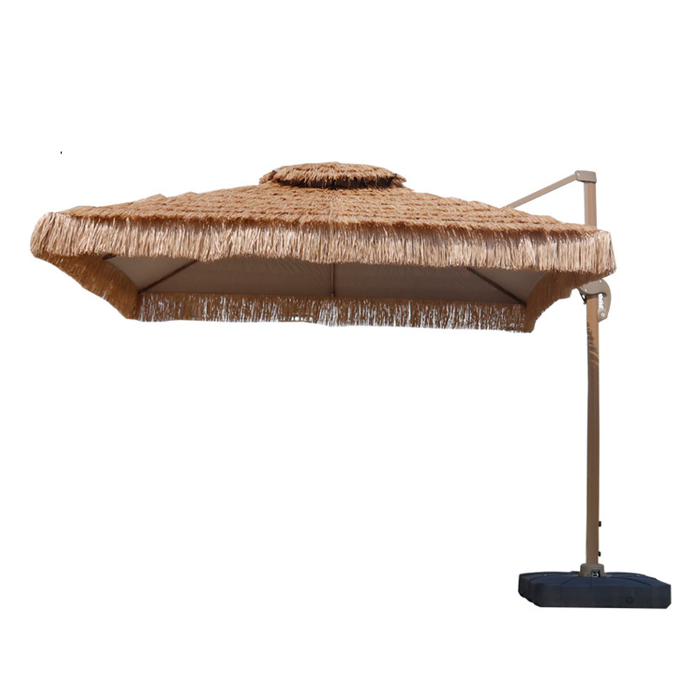 Thatched Umbrellas Hawaiian Style Natural Color Beach,Patio Umbrellas 8 Ribs UPF40 with Tilt Carry Bag for Patio Beach/