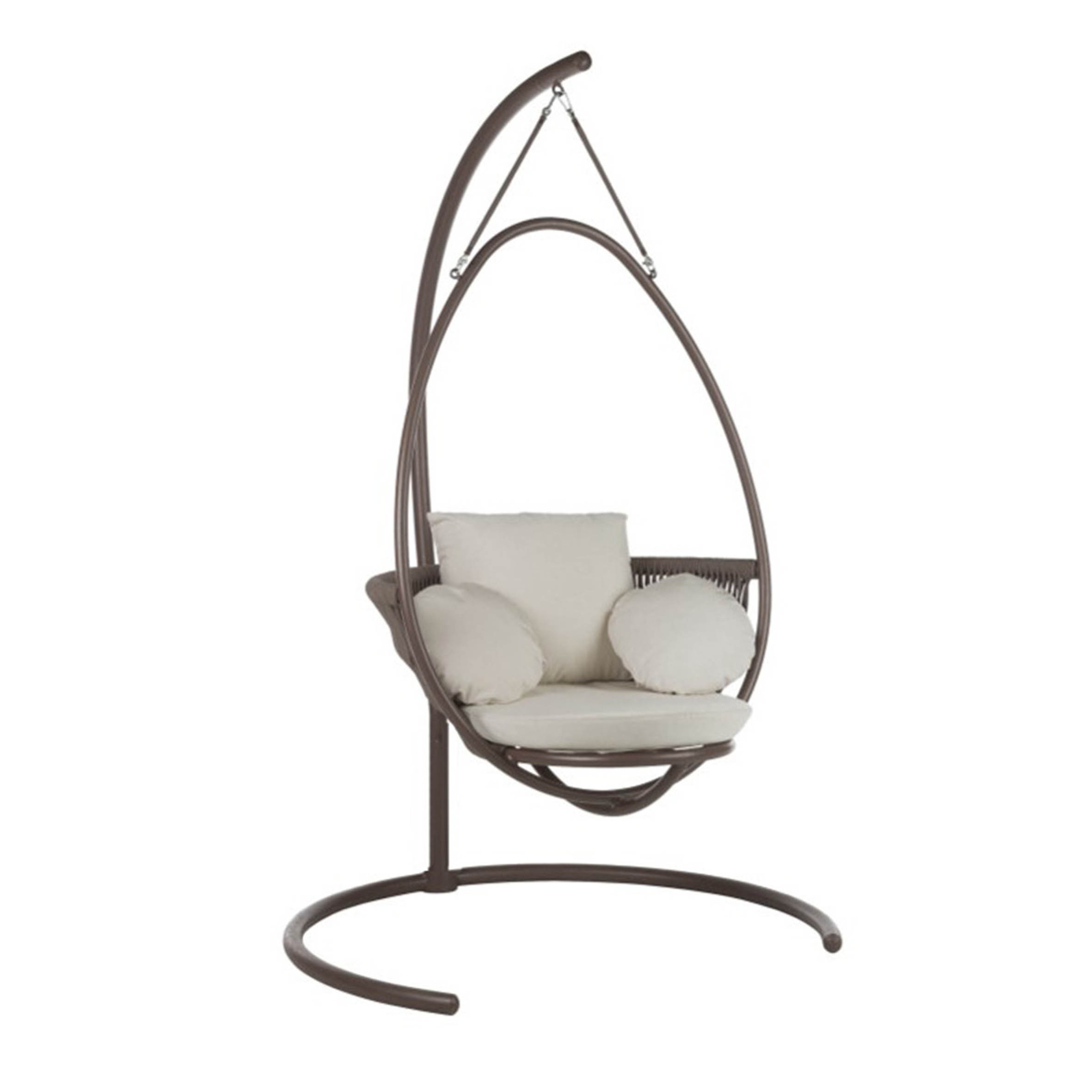 Indoor Outdoor Patio Wicker Hanging Egg Chair With,Stand Porch Swing Hammock UV Resistant Cushions With Aluminum Frame/